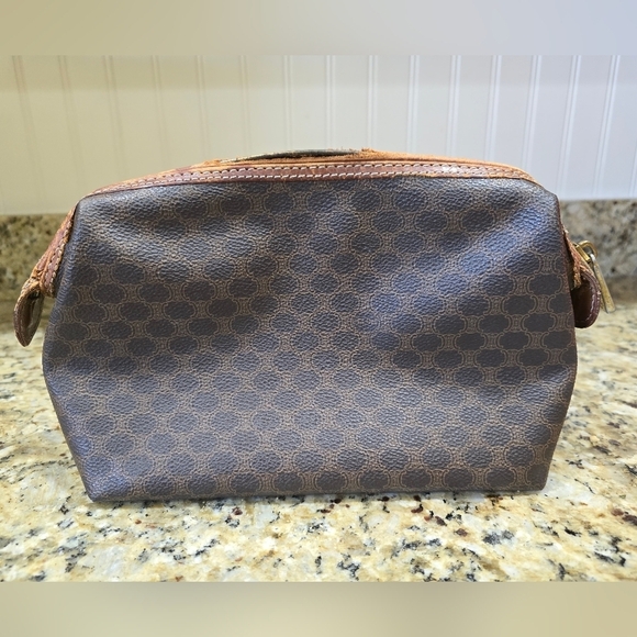 Celine authentic macadam pattern Cosmetic pouch PVC leather zip closure brown - Picture 2 of 8